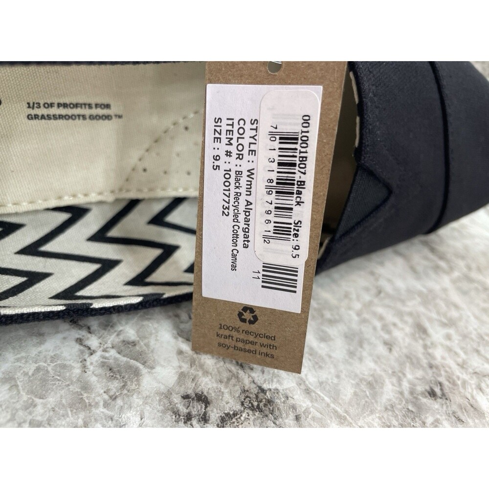 TOMS Women's Alpargata Classic Canvas Shoes-Size 9.5 Black-New- Fast Shipping - Picture 8 of 8